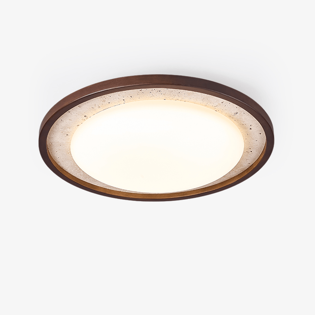 travertine-wood-ceiling-light-anzaz-Walnut Wood & Yellow Travertine-1