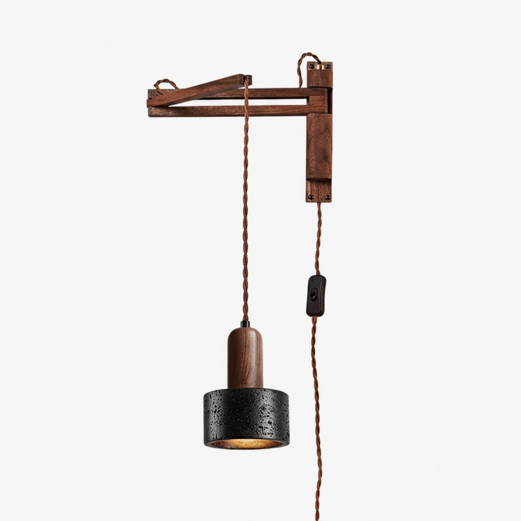 lava-stone-swing-arm-plug-in-wall-lamp-anzaz-Black Travertine & Walnut Wood-1
