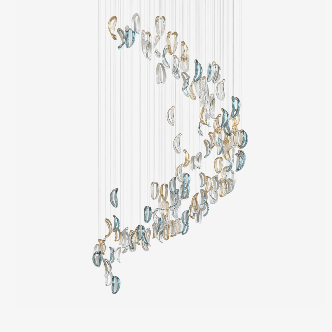 aqua-ripple-glass-art-customize-chandelier-anzaz-Clear & Amber & Blue-1