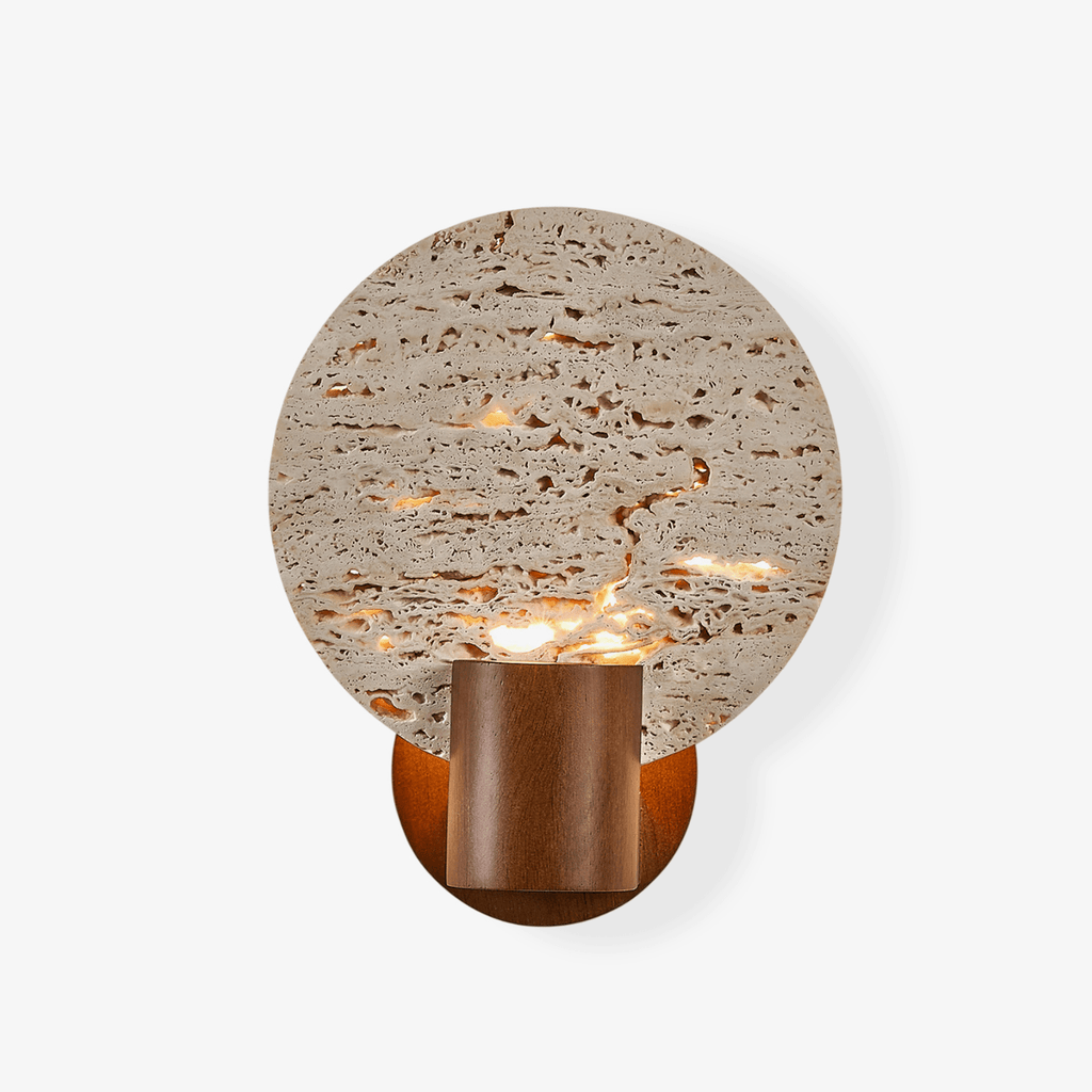 solis-travertine-round-wall-light-anzaz-Yellow Travertine & Walnut Color-1
