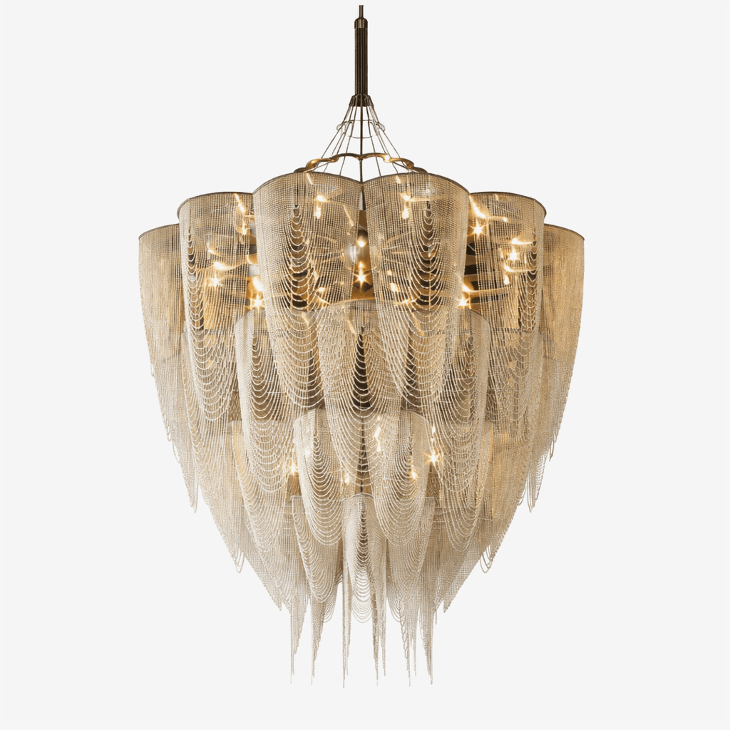 cascade-aluminum-chain-chandelier-anzaz-Gold & Aluminum Chain-1