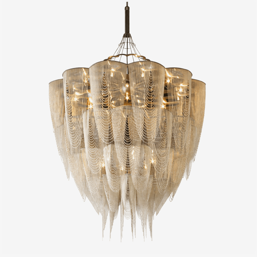 cascade-aluminum-chain-chandelier-anzaz-Gold & Aluminum Chain-1