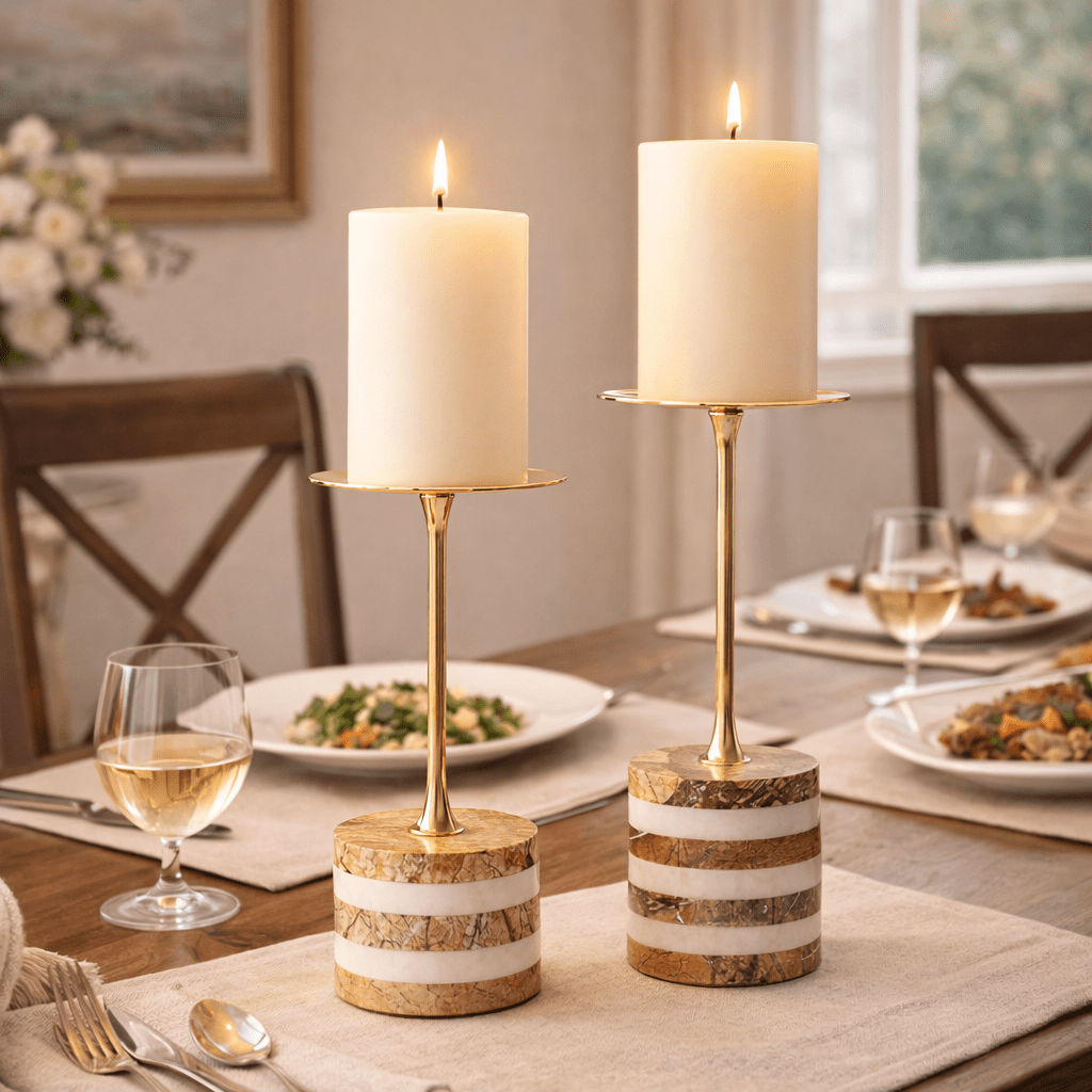 strata-rise-marble-candle-holder-anzaz-Brown & White-3