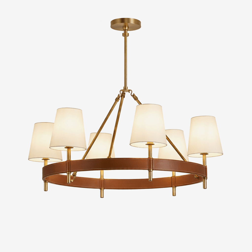 arianna-leather-chandelier-anzaz-Brown & Brass & White-1