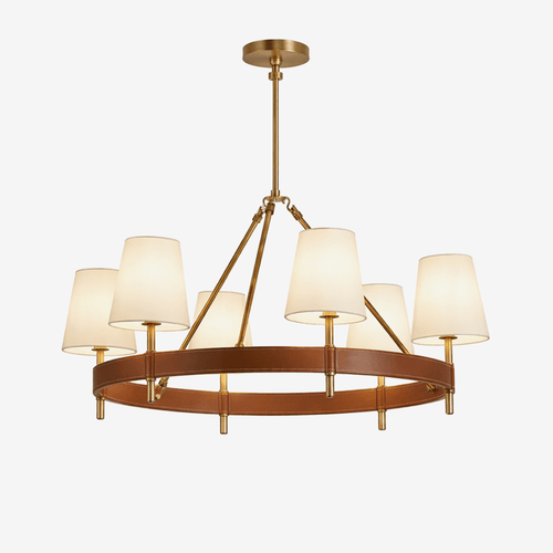 arianna-leather-chandelier-anzaz-Brown & Brass & White-1