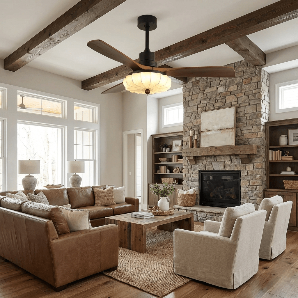 lotus-bloom-ceiling-fan-light-anzaz-Walnut Wood & Black & White-4