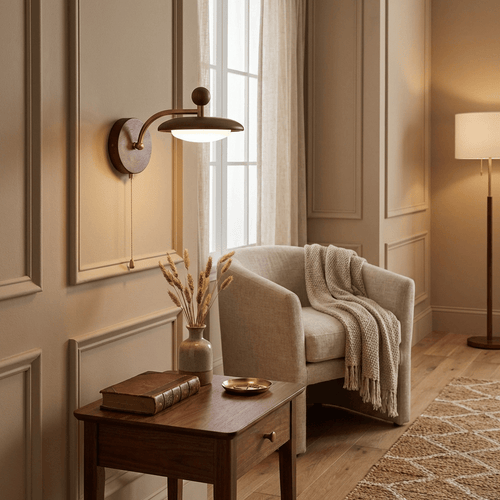 arcwood-saucer-wall-lamp-anzaz-Walnut Color & White-2