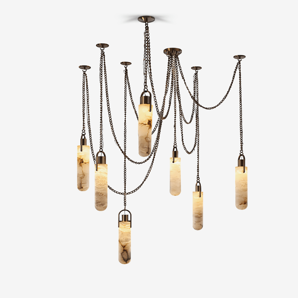 cylindrical-cluster-alabaster-chandelier-anzaz-Antique Brass & White-1