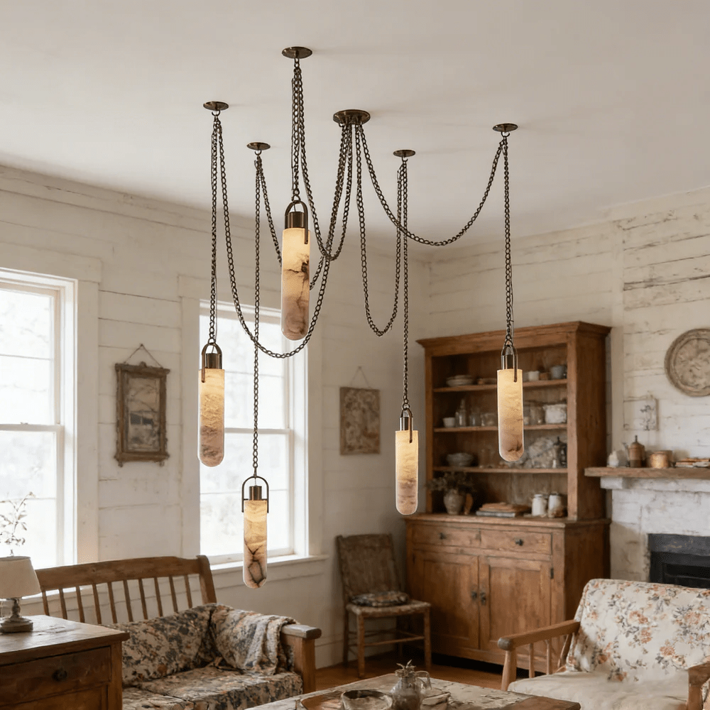 cylindrical-cluster-alabaster-chandelier-anzaz-Antique Brass & White-5