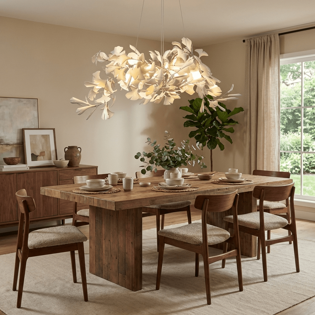 gingko-chandelier-g-anzaz-Polished nickel body+White leaves-2