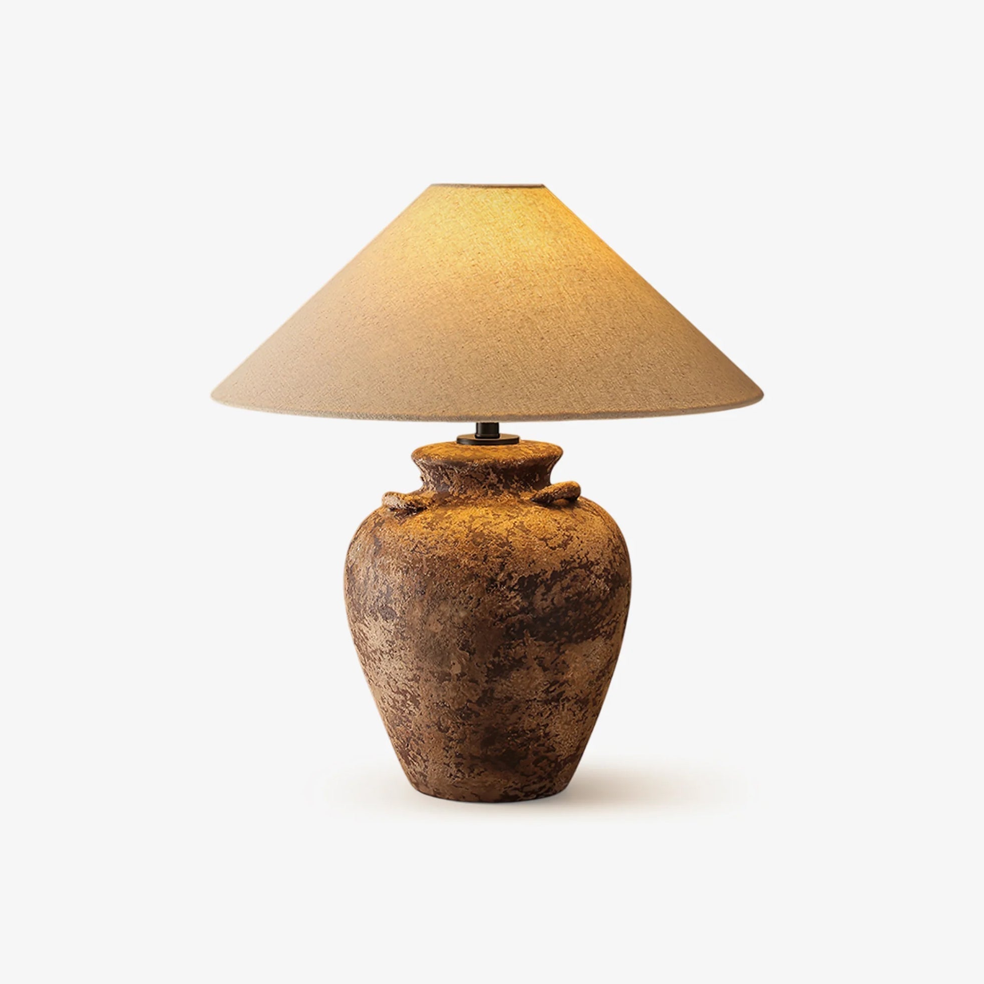 vintage-terracotta-vase-table-lamp-anzaz-Weathered ceramic & Beige-1