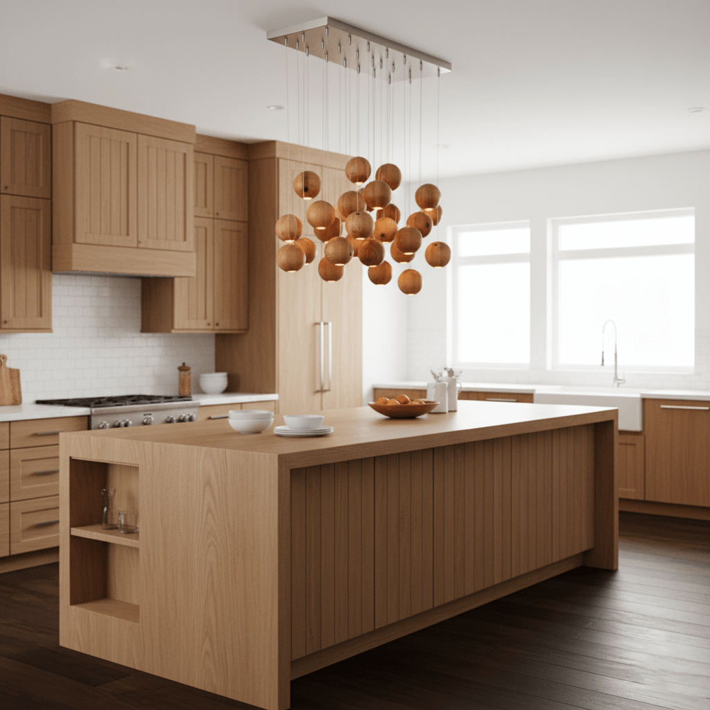 wooden-orb-sphere-cluster-pendant-light-anzaz-Nature wood color & Stainless steel-6