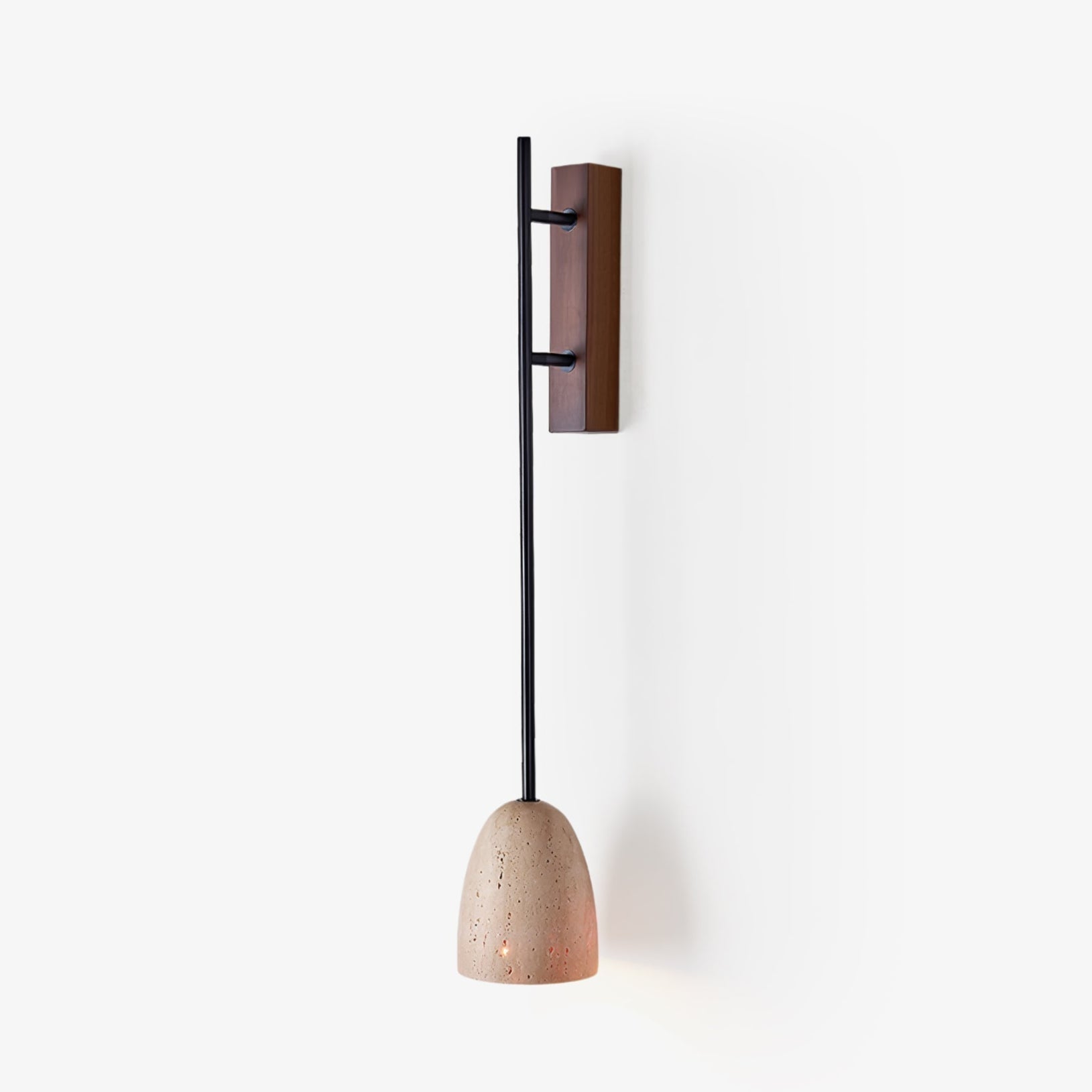 terra-bell-wall-light-anzaz-Walnut Wood & Yellow Travertine-1