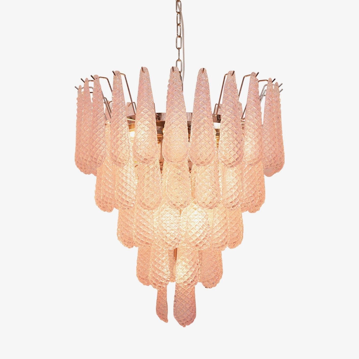 murano-pink-glass-dewdrop-chandelier-anzaz-Nickel & Pink-1