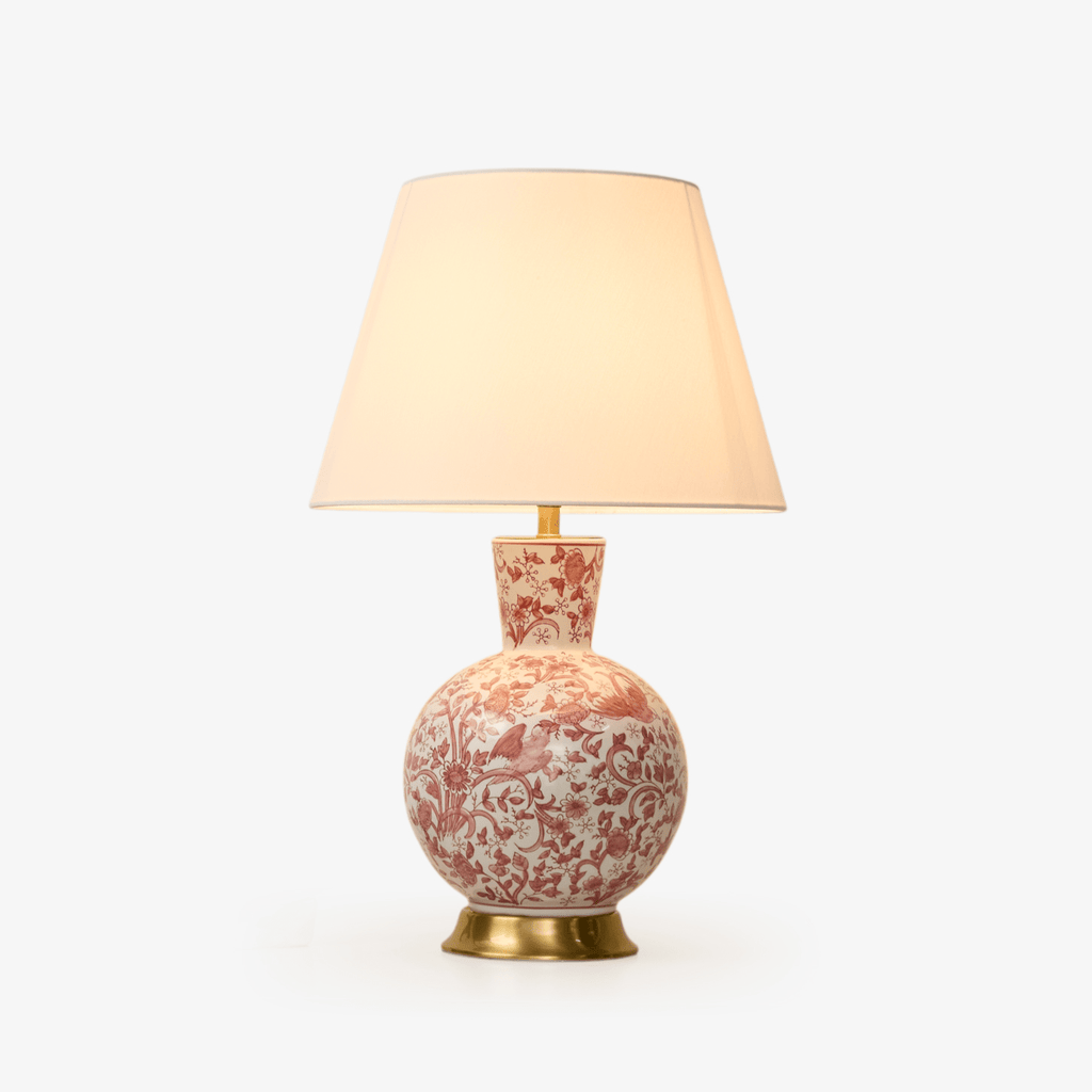 coral-bird-floral-ceramic-table-lamp-anzaz-Pink & Gold & White-1