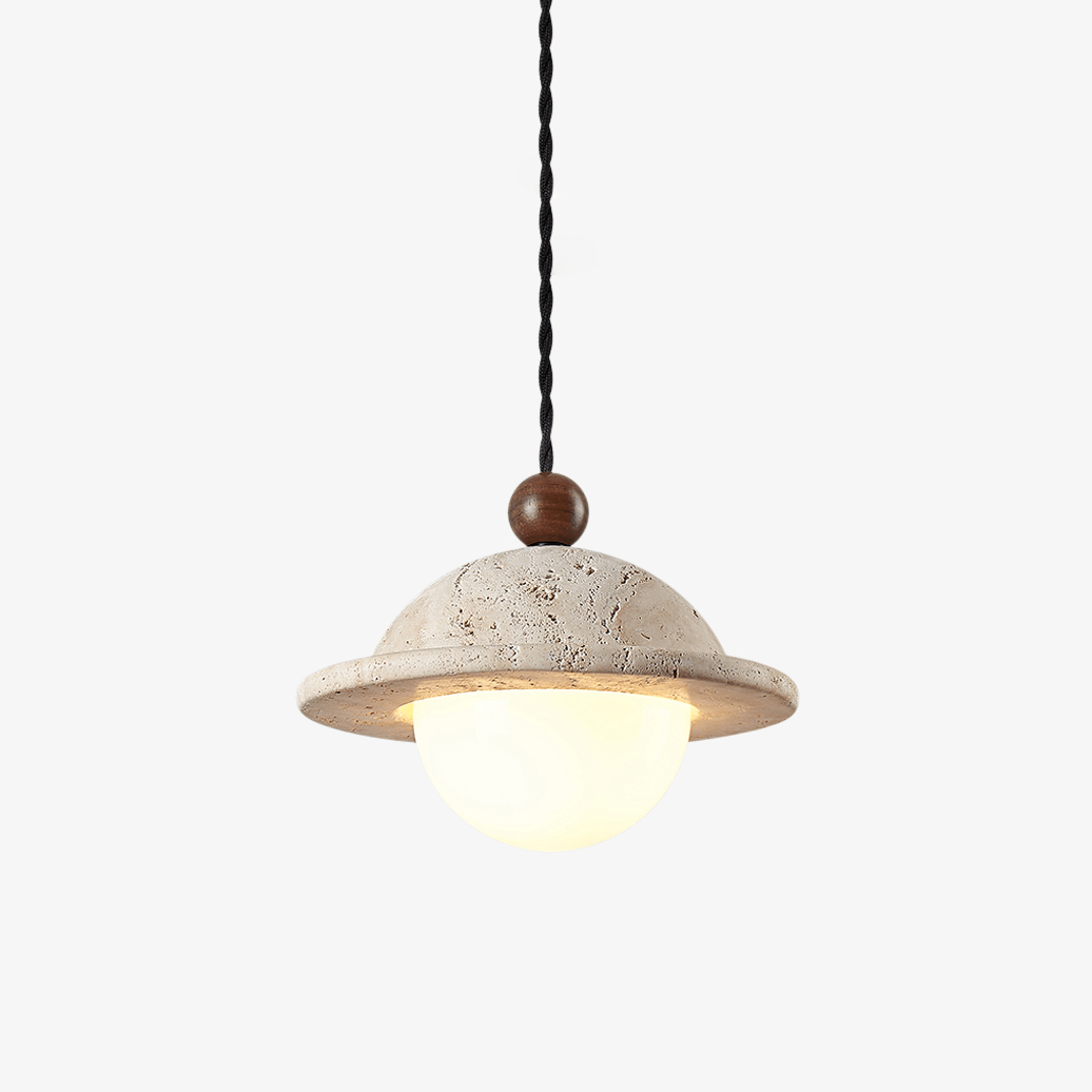 travertine-saucer-pendant-light-anzaz-Yellow Travertine & Walnut color-1