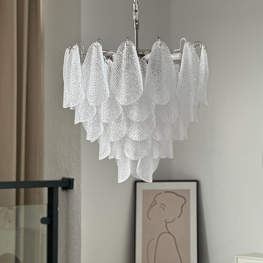 murano-glass-teardrop-chandelier-anzaz-Brass & White-2
