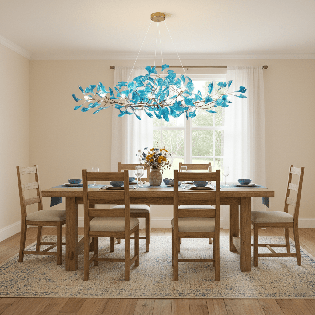 acrylic-ginkgo-leaf-chandelier-anzaz-Gold & & Dark green-5