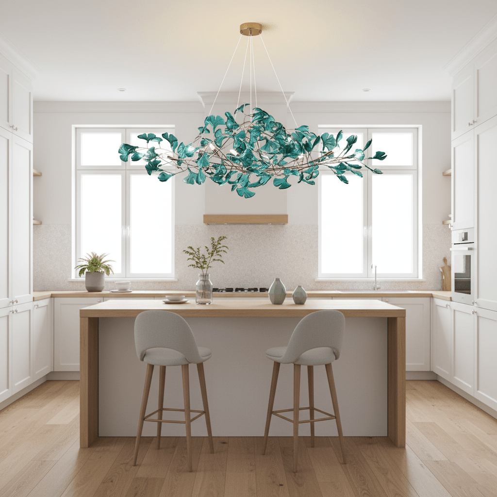 acrylic-ginkgo-leaf-chandelier-anzaz-Gold & & Dark green-14