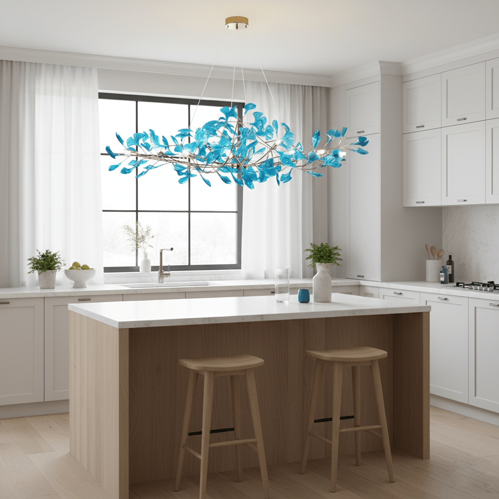 acrylic-ginkgo-leaf-chandelier-anzaz-Gold & & Royal blue-4