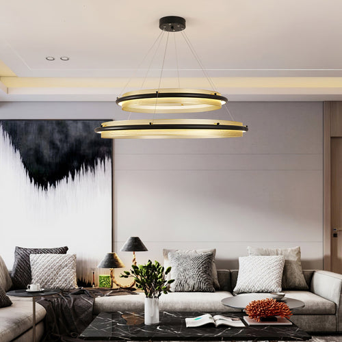 acrylic-led-round-chandelier-anzaz-Black & Gold-2