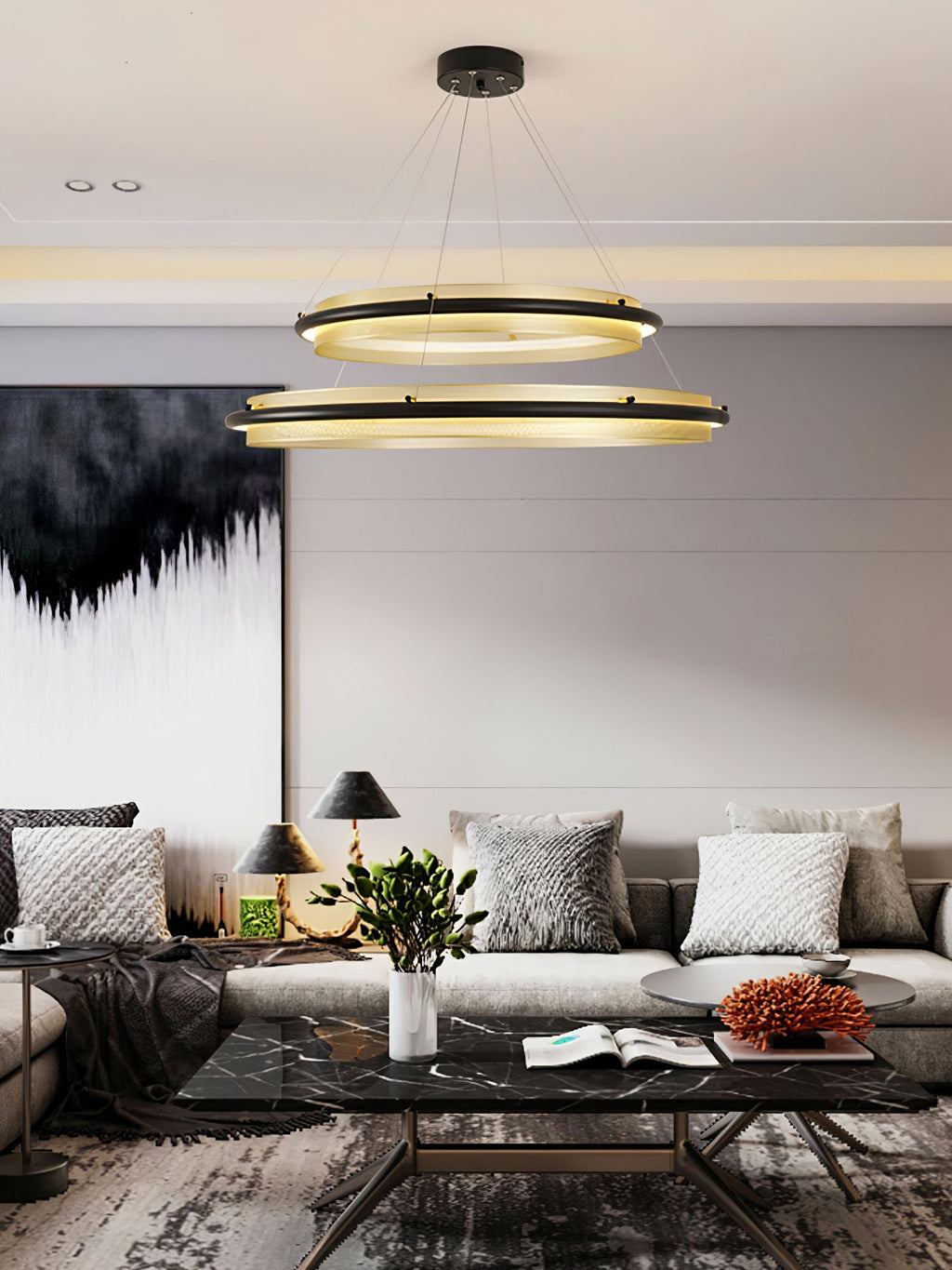acrylic-led-round-chandelier-anzaz-Black & Gold-10