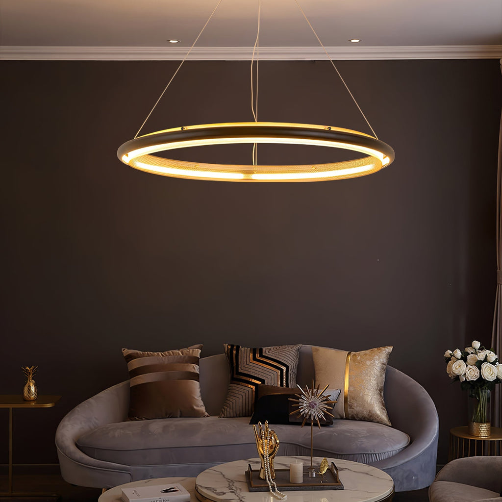 acrylic-led-round-chandelier-anzaz-Black & Gold-6