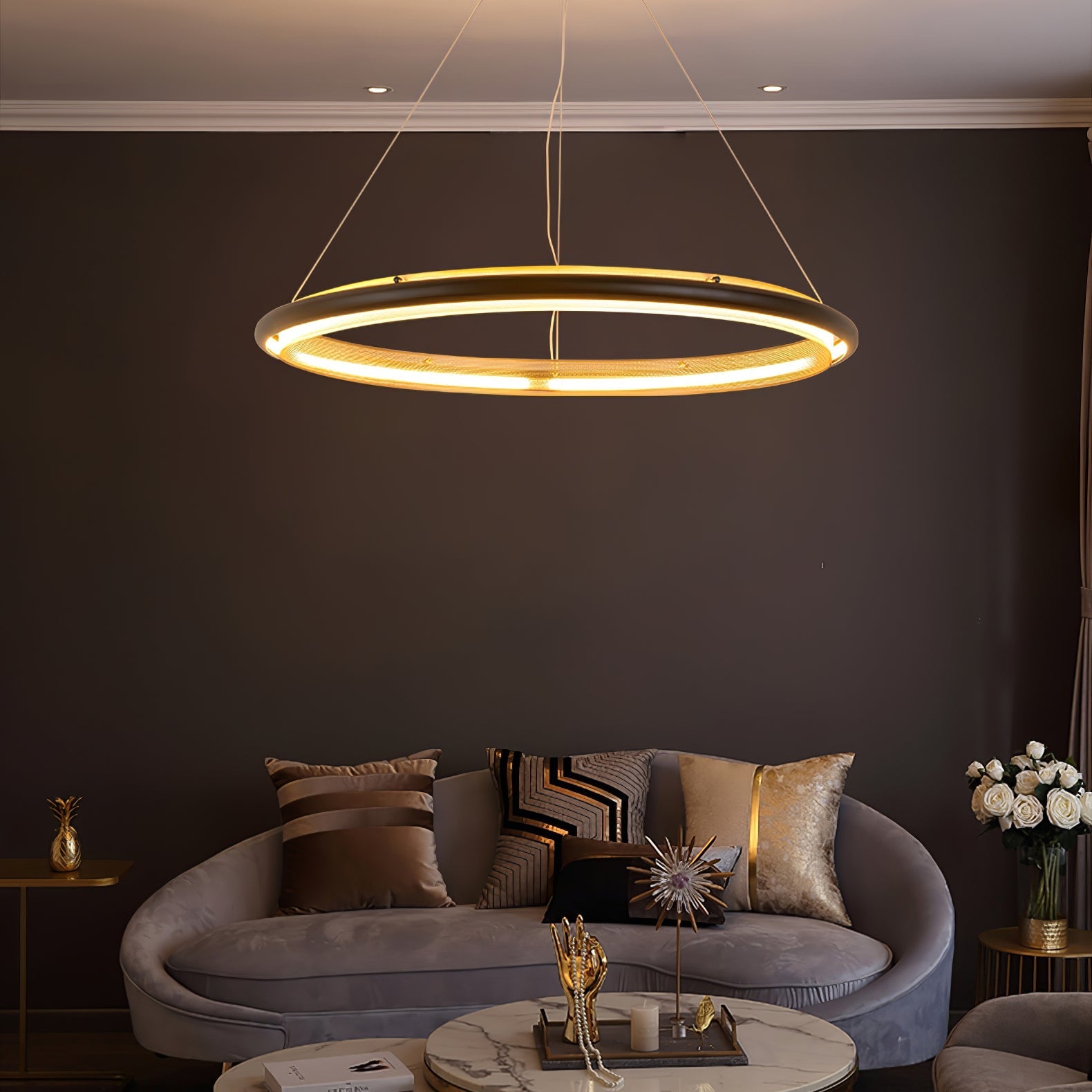 acrylic-led-round-chandelier-anzaz-Black & Gold-6