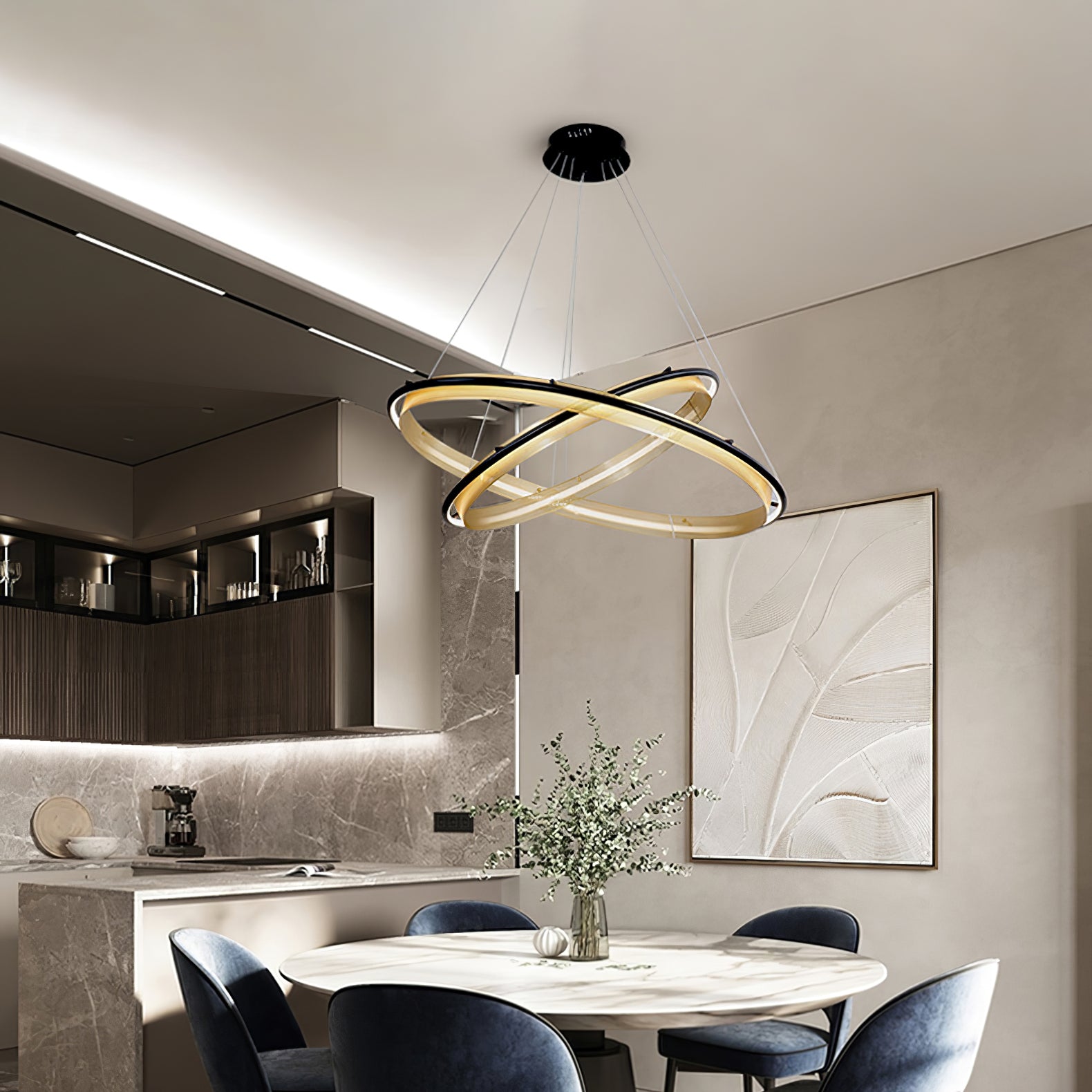acrylic-led-round-chandelier-anzaz-Black & Gold-7