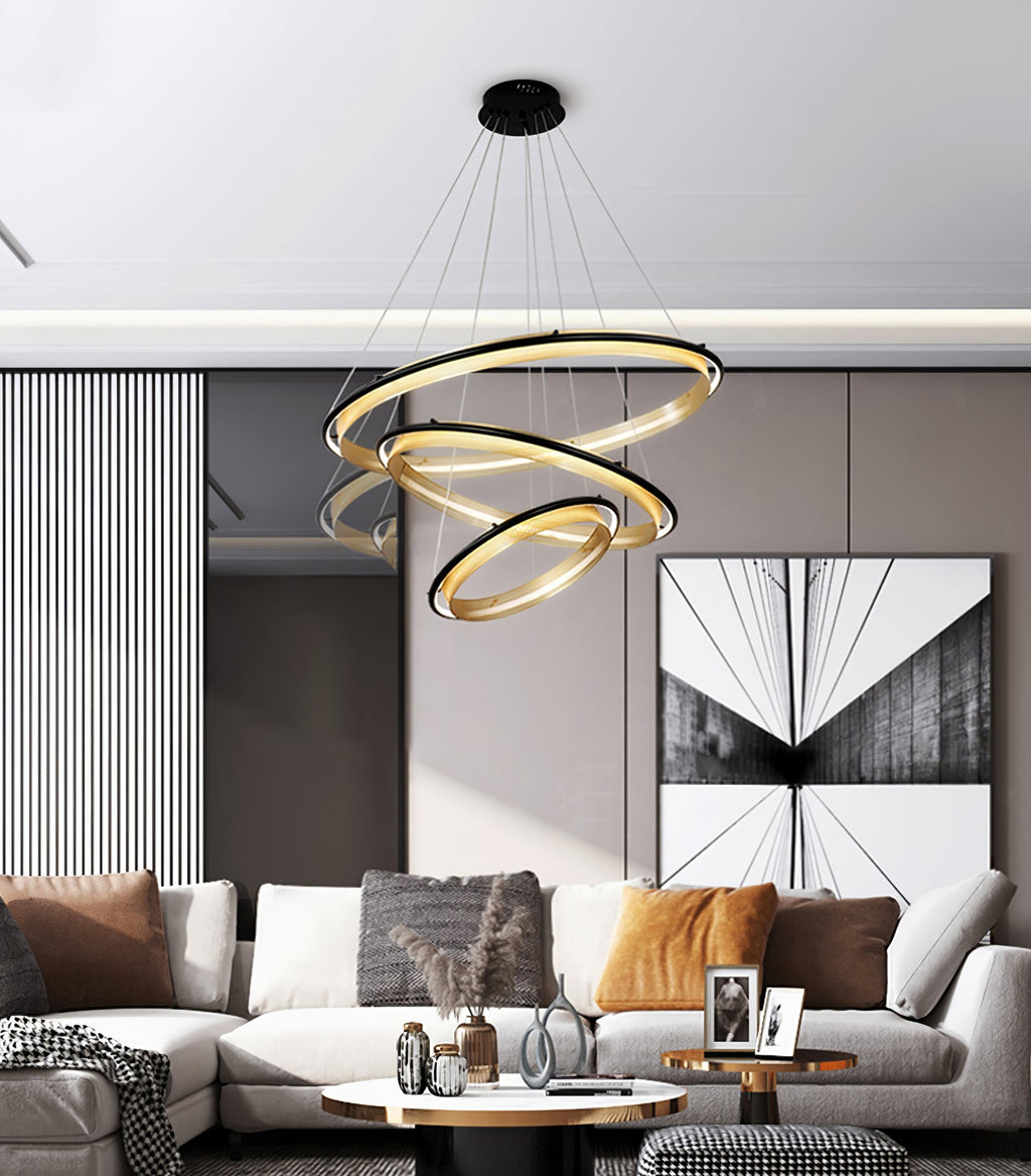 acrylic-led-round-chandelier-anzaz-Black & Gold-8