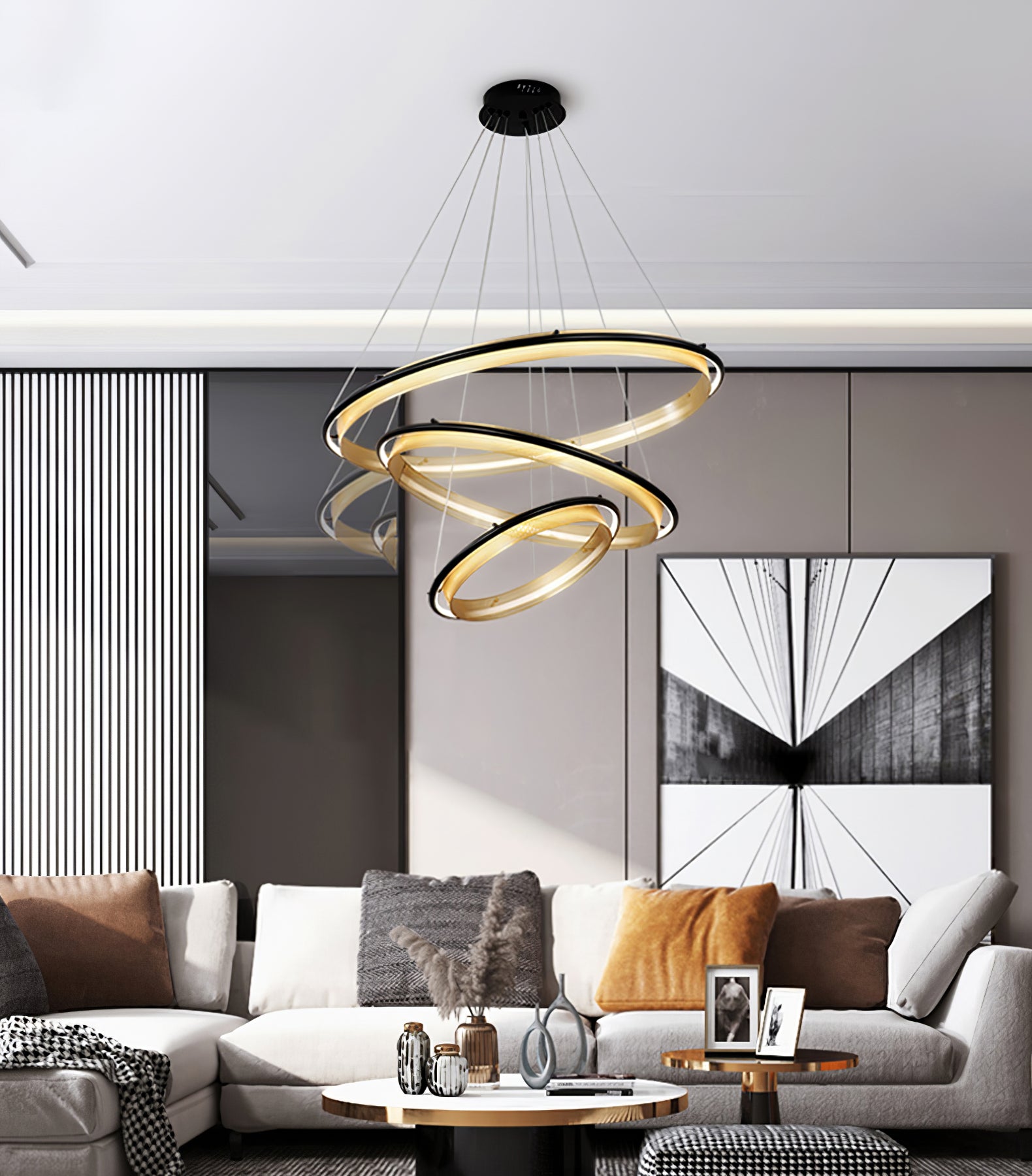 acrylic-led-round-chandelier-anzaz-Black & Gold-8