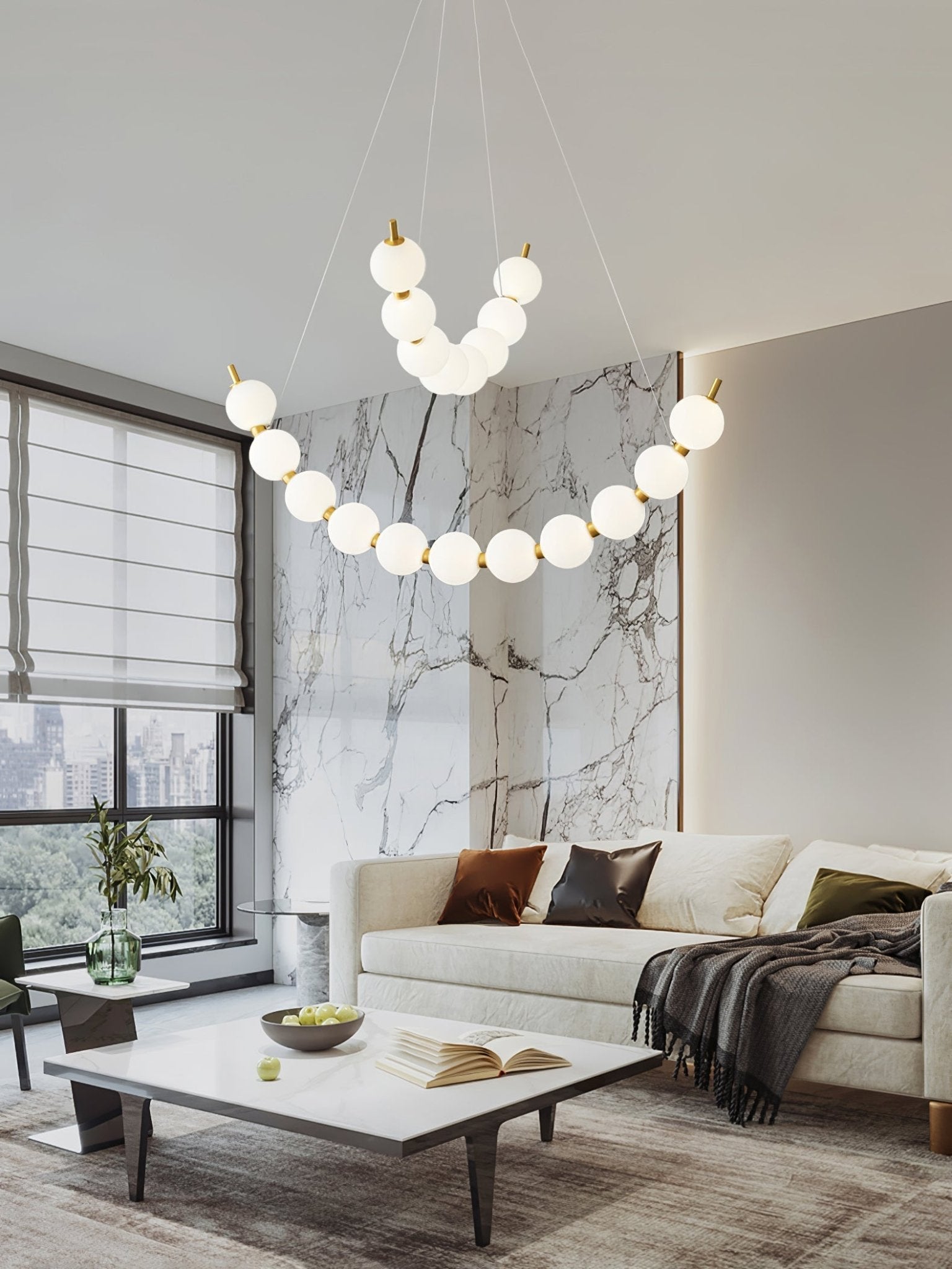 acrylic-pearls-chandelier-anzaz-Brass & White-3