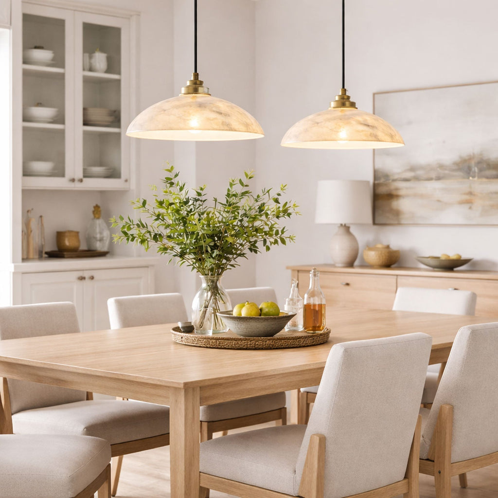 alabaster-dome-pendant-lamp-anzaz-Suspension rod 7.9″ + 11.8″+ 19.7″ Brass & White-2