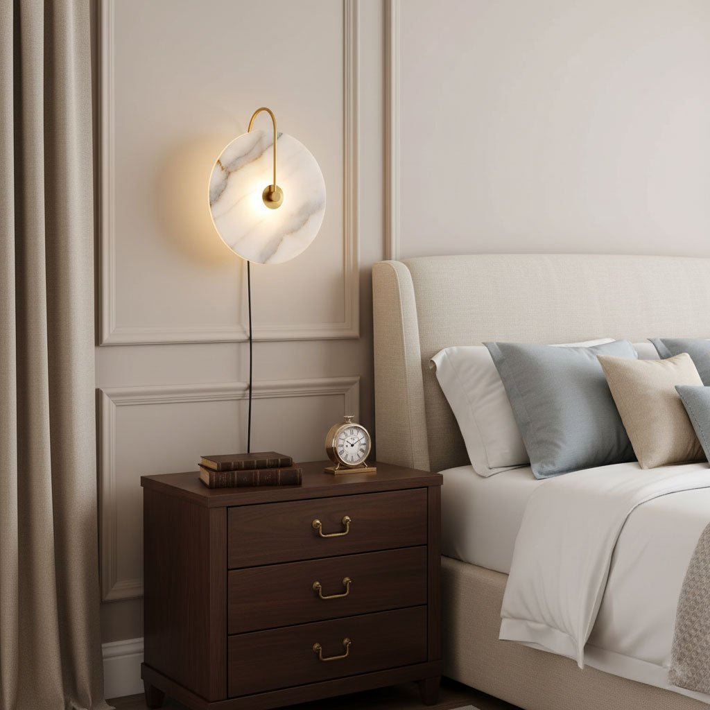 alabaster-led-plug-in-wall-lamp-anzaz-Gold & Black cable-2