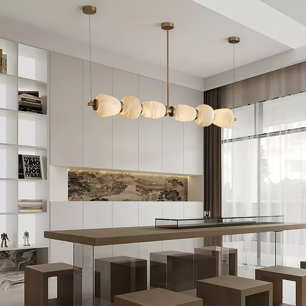 alabaster-pebble-linear-chandelier-anzaz-Gold & White-2