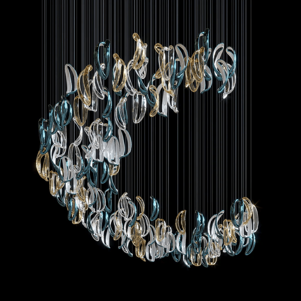 aqua-ripple-glass-art-customize-chandelier-anzaz-Clear & Amber & Blue-6