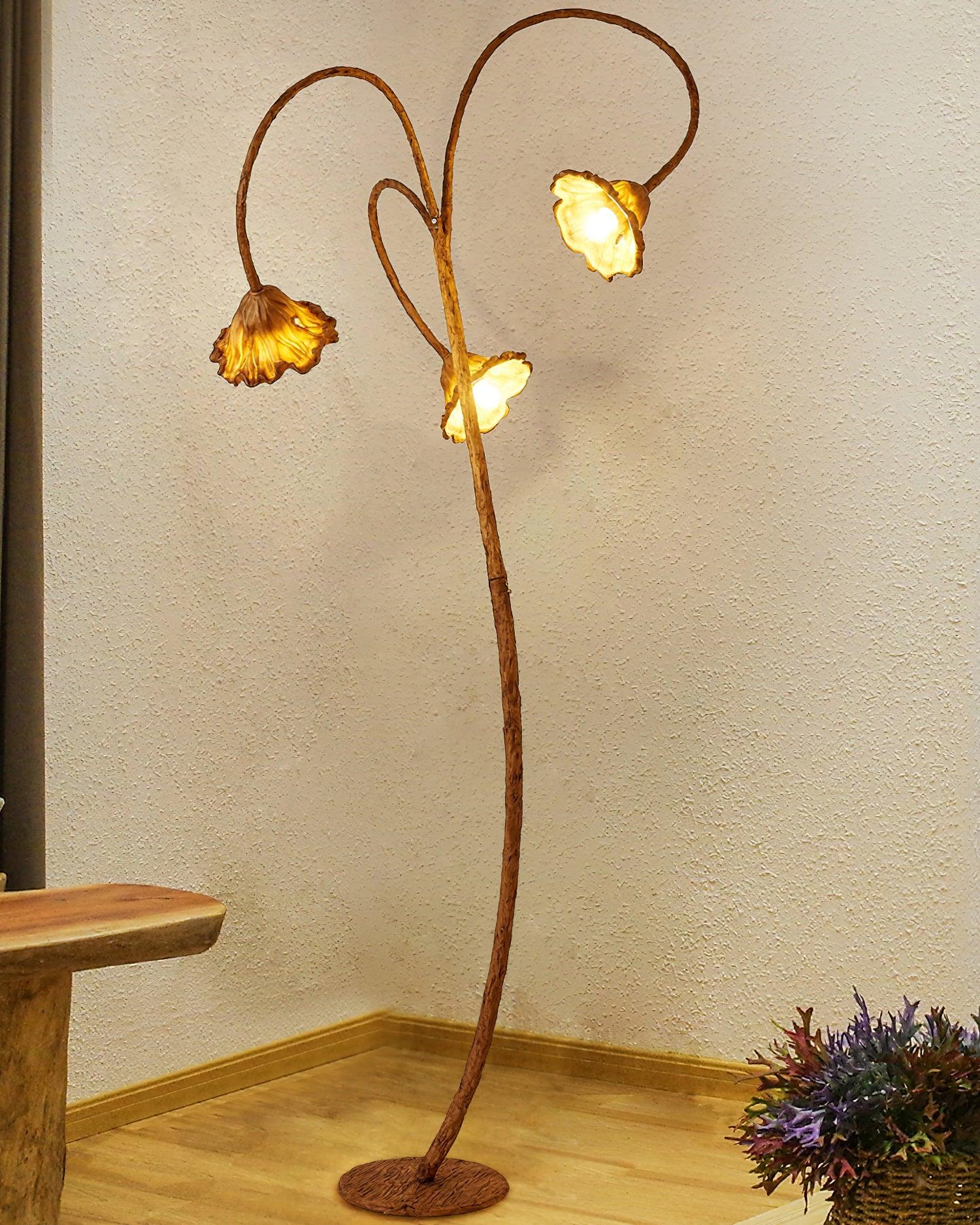 artistic-lotus-leaf-floor-lamp-anzaz-Walnut color-6