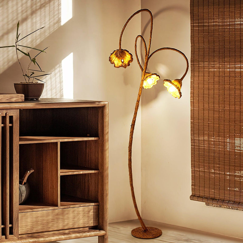 artistic-lotus-leaf-floor-lamp-anzaz-Walnut color-3