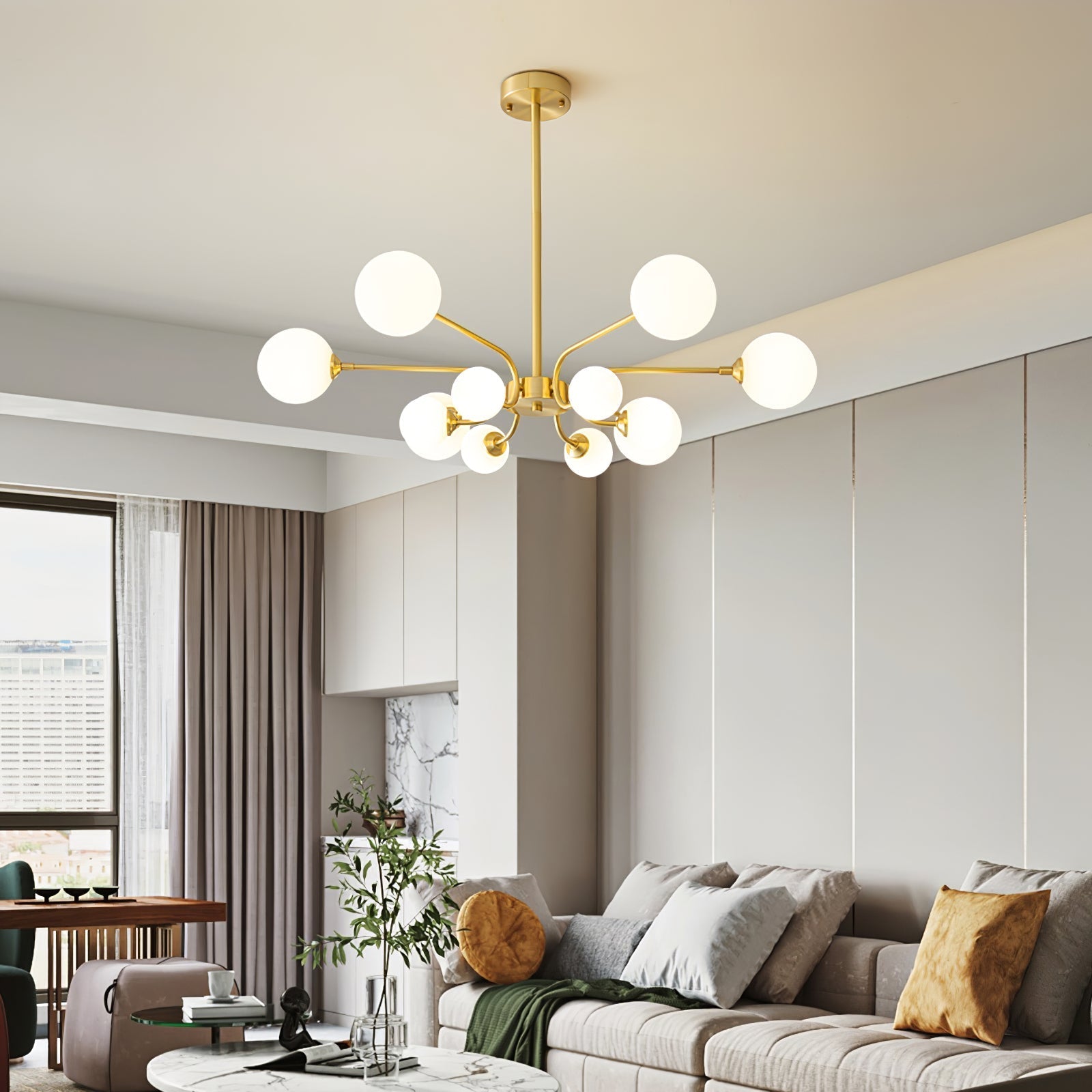 balloon-ball-chandelier-anzaz-Gold & White-3