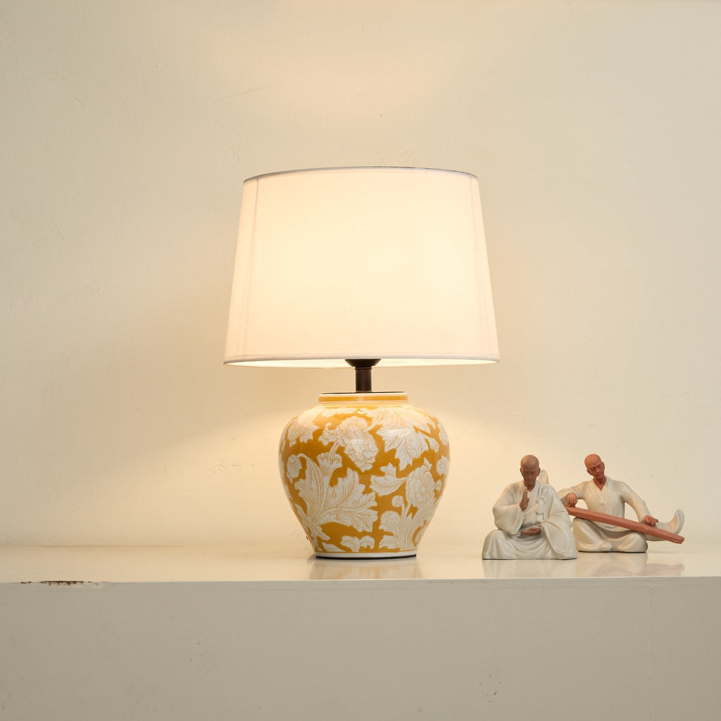 blazing-blossom-ceramic-table-lamp-anzaz-Yellow & White-2