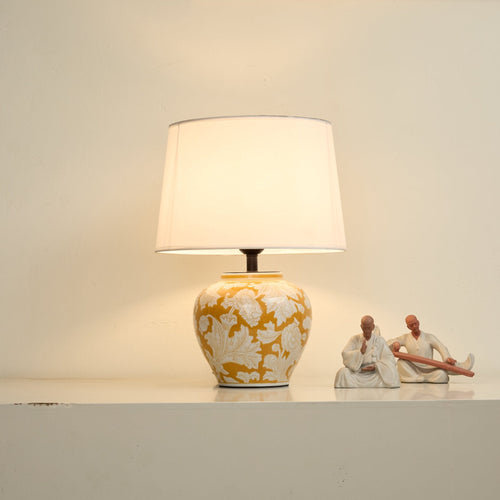 blazing-blossom-ceramic-table-lamp-anzaz-Yellow & White-2