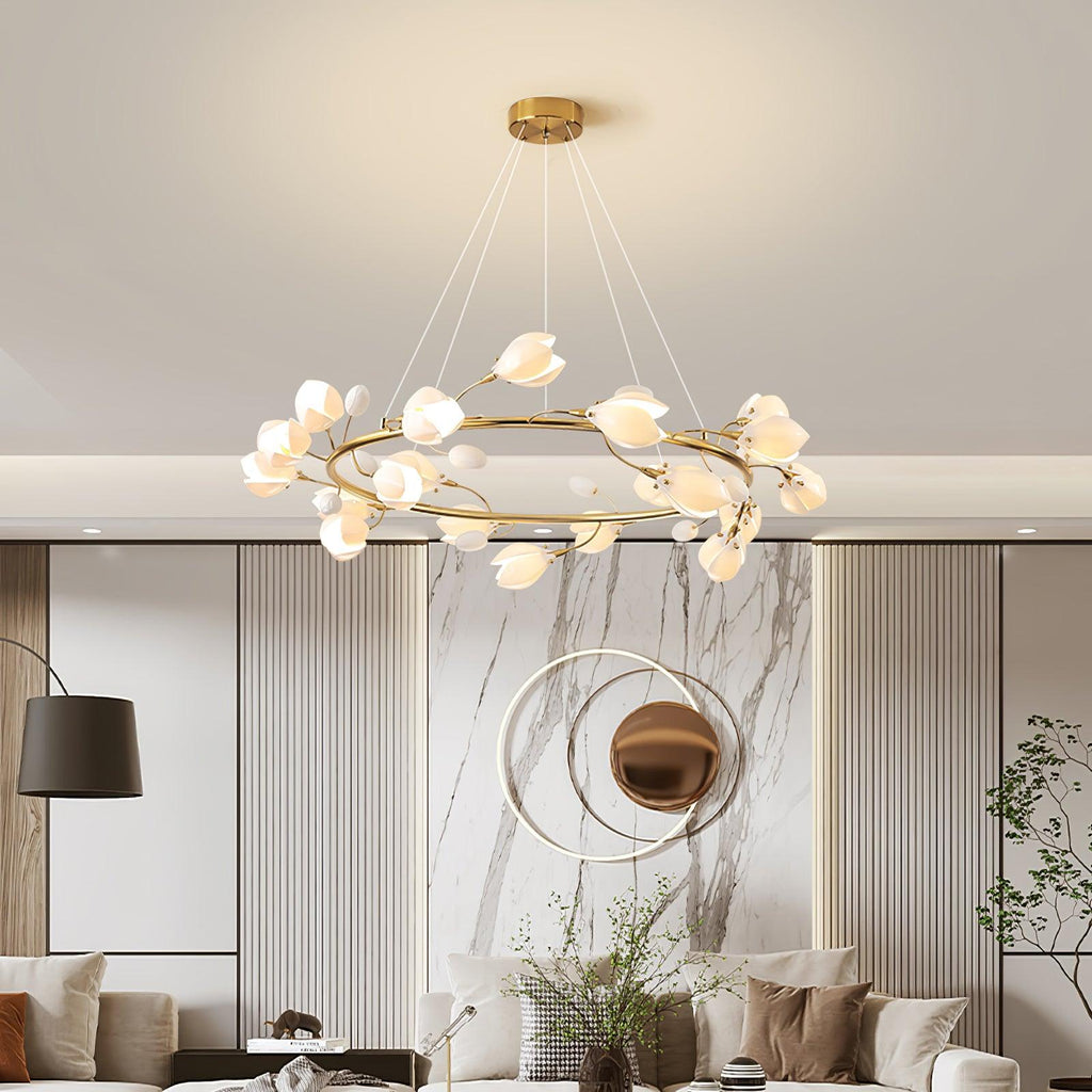 porcelain-magnolia-chandelier-anzaz-Gold & White Ceramic-2