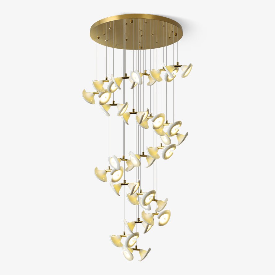 blossom-double-horn-chandelier-anzaz-Gold & White-1