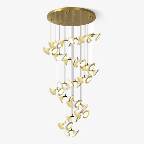blossom-double-horn-chandelier-anzaz-Gold & White-1