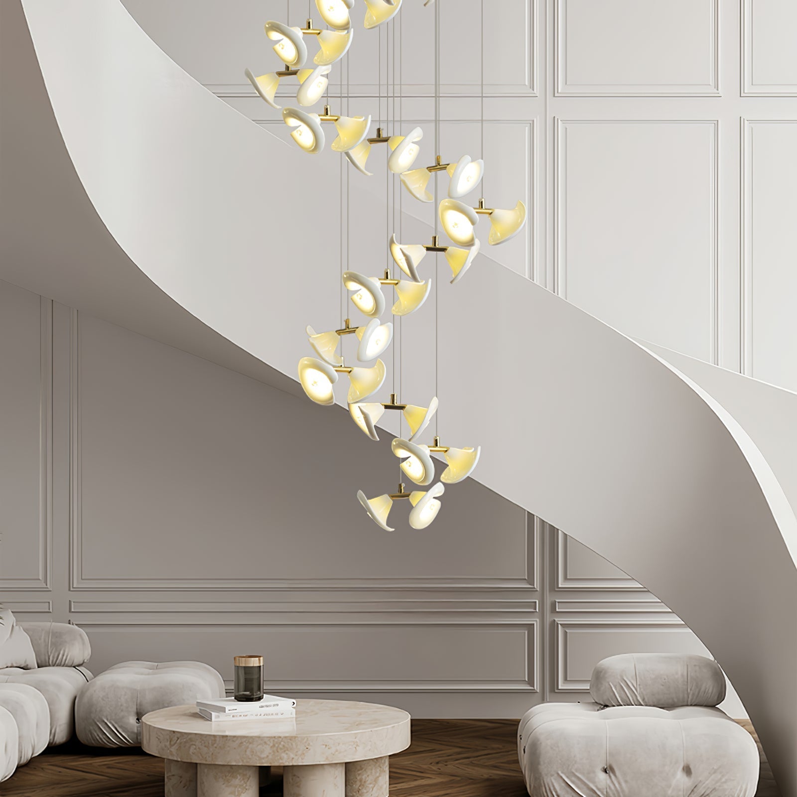 blossom-double-horn-chandelier-anzaz-Gold & White-7