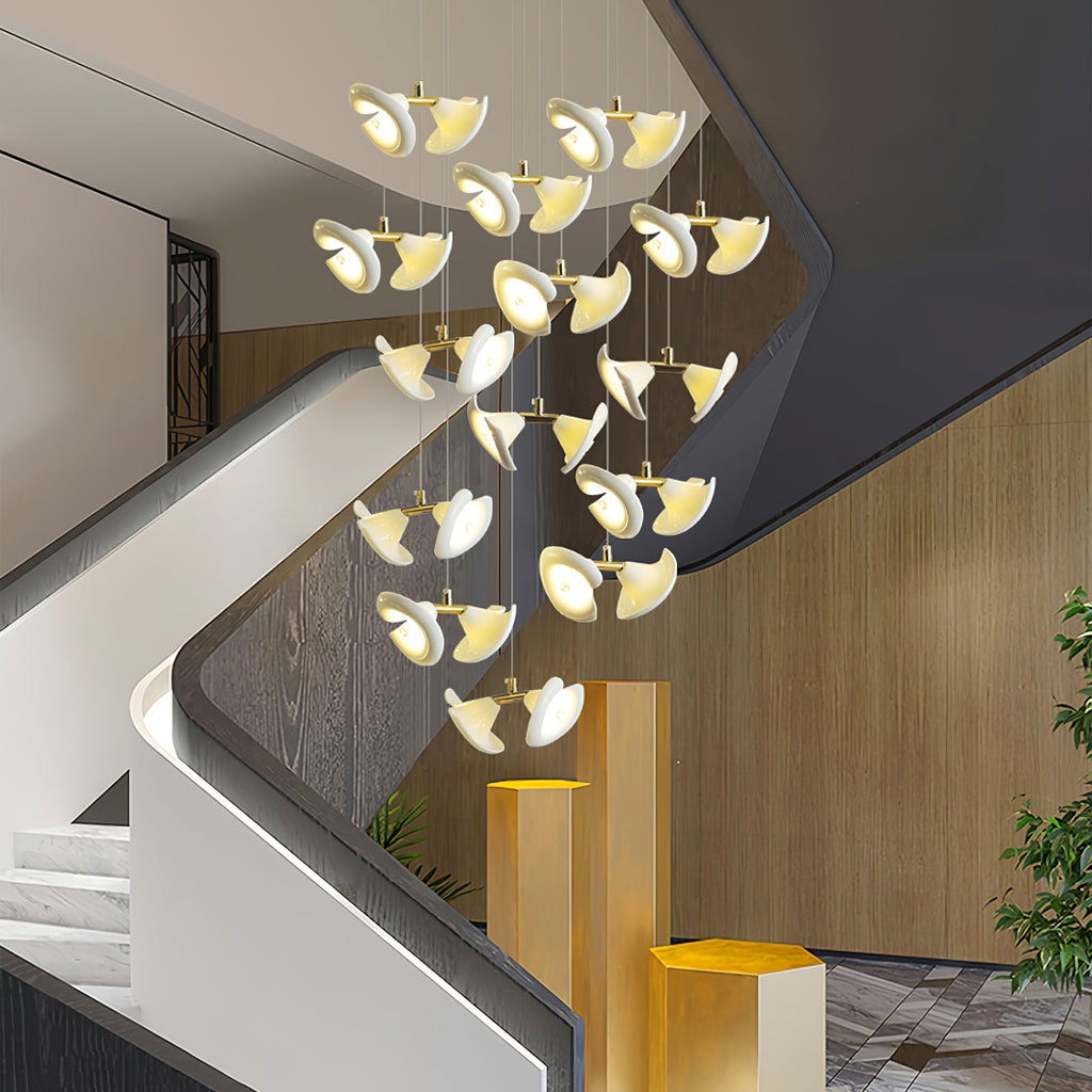 blossom-double-horn-chandelier-anzaz-Gold & White-6
