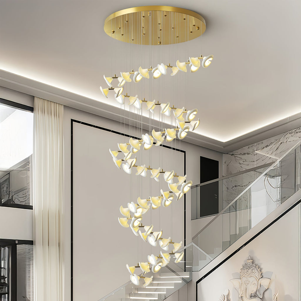 blossom-double-horn-chandelier-anzaz-Gold & White-2