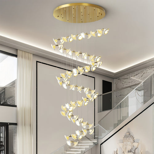 blossom-double-horn-chandelier-anzaz-Gold & White-2