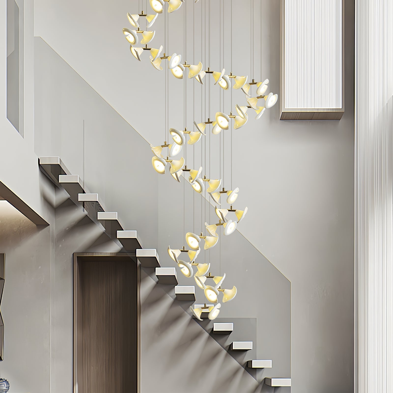 blossom-double-horn-chandelier-anzaz-Gold & White-5