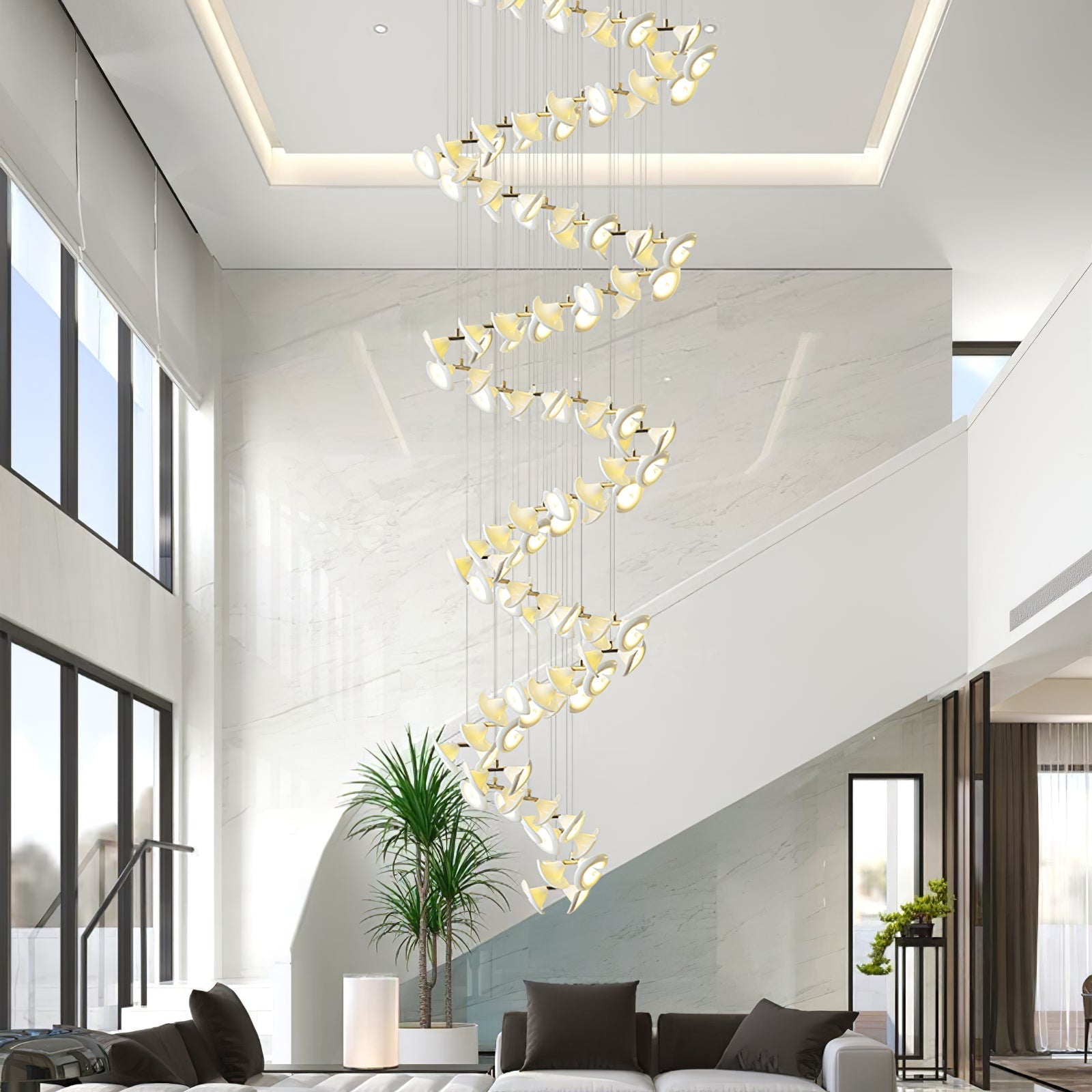blossom-double-horn-chandelier-anzaz-Gold & White-4